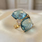 Double Aquamarine Ring - 18K Gold Plated