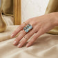 Double Aquamarine Ring - 18K Gold Plated