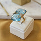 Double Aquamarine Ring - 18K Gold Plated