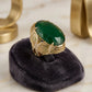 Green Tourmaline Studded Zirconia Ring - 18K Gold Plated