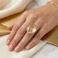 Citrine Stone Ring - 18K Gold Plated Studded Zirconia