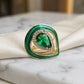 Colombian Emerald Teardrop Surrounded By Studded Zirconia Ring - 18K Gold Plated
