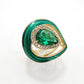 Colombian Emerald Teardrop Surrounded By Studded Zirconia Ring - 18K Gold Plated