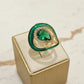 Colombian Emerald Teardrop Surrounded By Studded Zirconia Ring - 18K Gold Plated