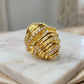 Studded Zirconia Strips Ring - 18K Gold Plated