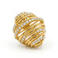 Studded Zirconia Strips Ring - 18K Gold Plated