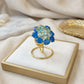 Apatite and Blue Sky Topaz Studded Zirconia Ring - 18K Gold Plated
