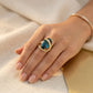 Paraiba Brazil Studded Zirconia Ring - 18K Gold Plated