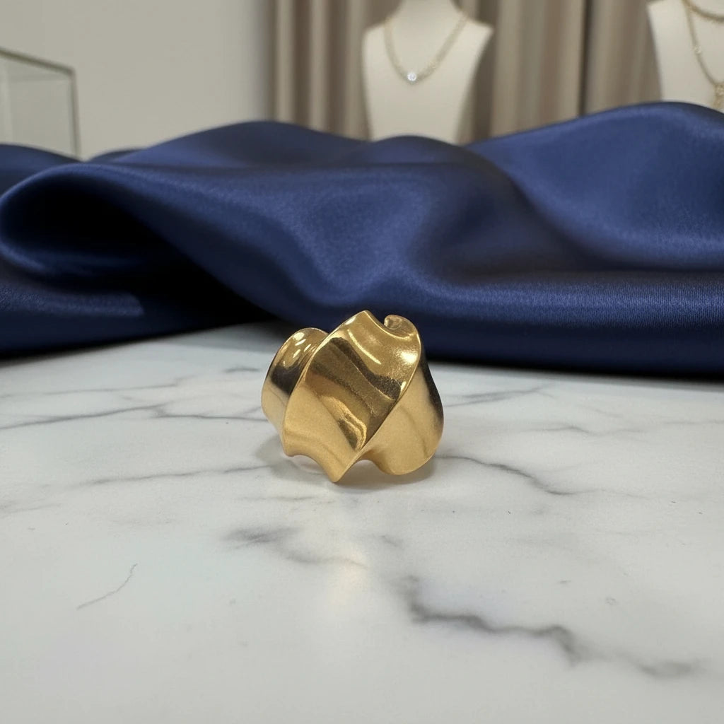 Sculpted Wave Ring - 18K Gold Plated