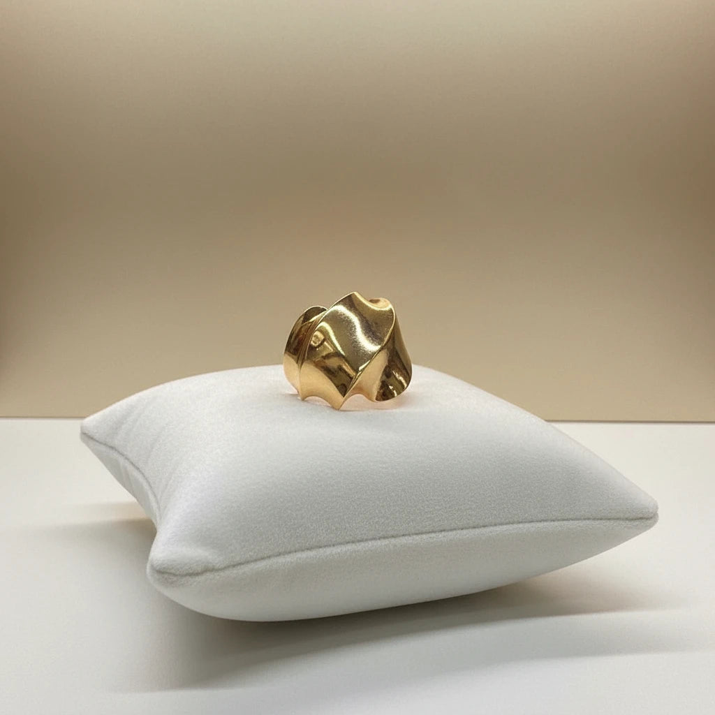 Sculpted Wave Ring - 18K Gold Plated