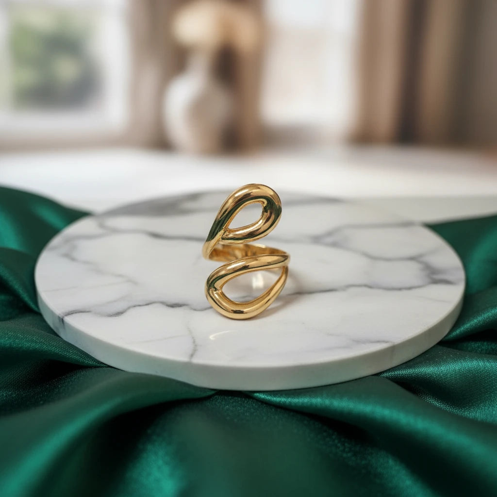 Infinity Drop Open Ring - 18K Gold Plated