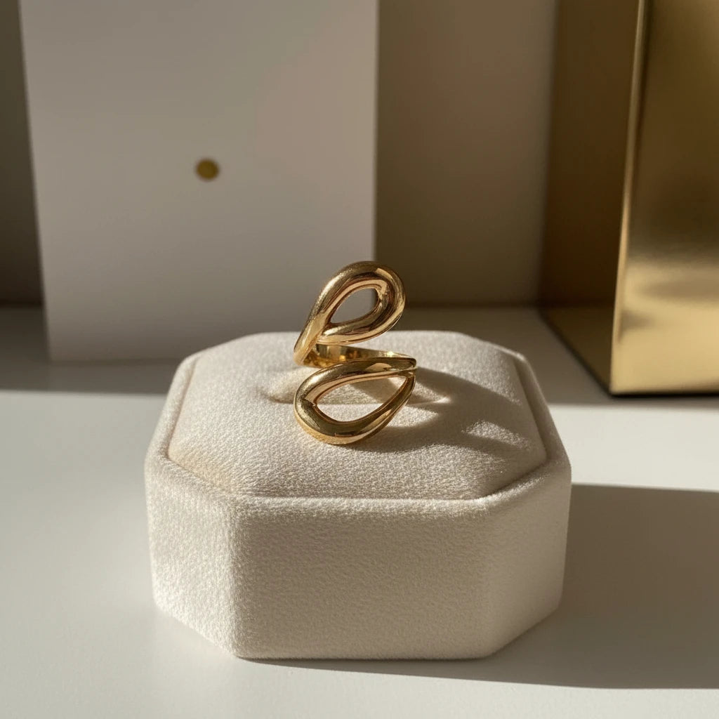 Infinity Drop Open Ring - 18K Gold Plated