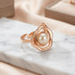 Adjustable Delicate Flower with Pearl Ring - 18K Gold Plated