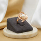 Adjustable Delicate Flower with Pearl Ring - 18K Gold Plated