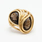 Adjustable Double Drop Stone Ring - 18K Gold Plated