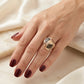 Adjustable Double Drop Stone Ring - 18K Gold Plated