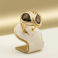Adjustable Double Drop Stone Ring - 18K Gold Plated