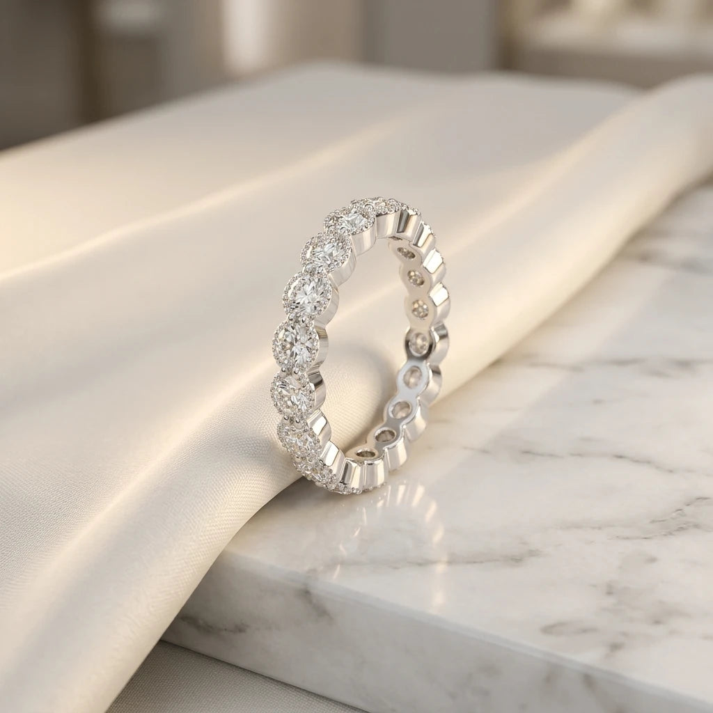 Eternity Zirconia Ring - White Rhodium Plated