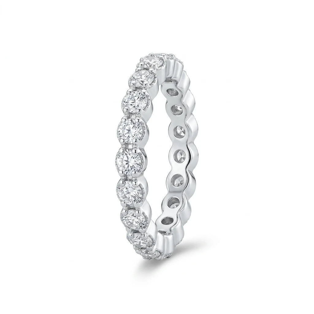 Eternity Zirconia Ring - White Rhodium Plated