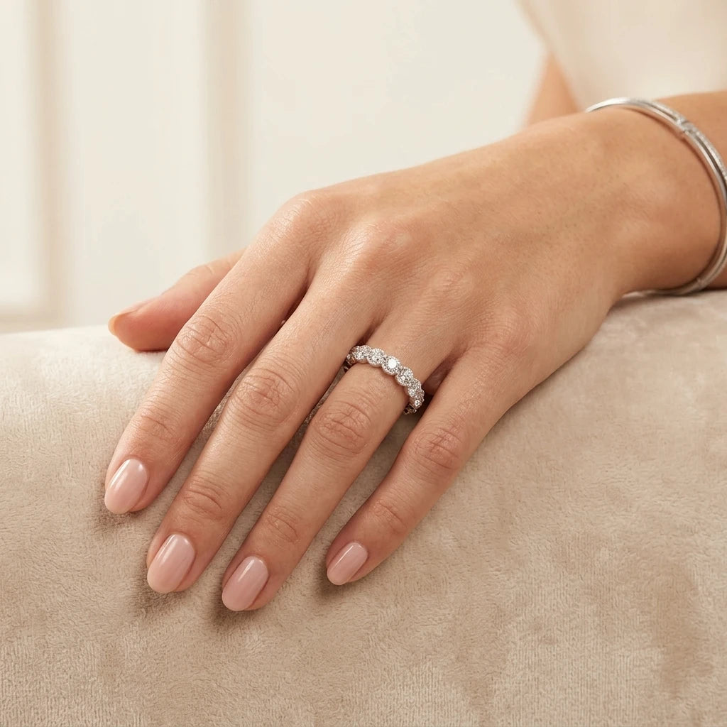 Eternity Zirconia Ring - White Rhodium Plated