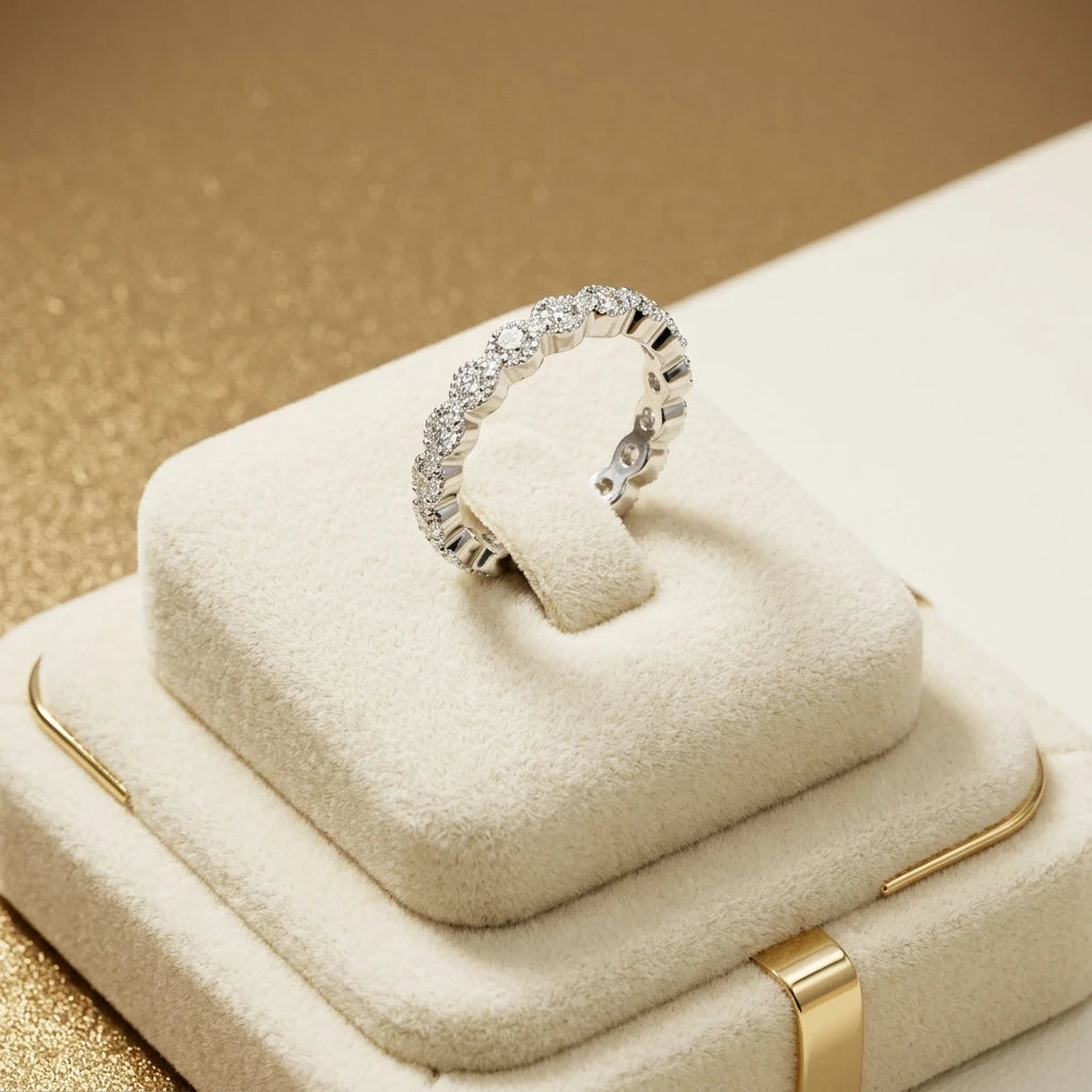 Eternity Zirconia Ring - White Rhodium Plated