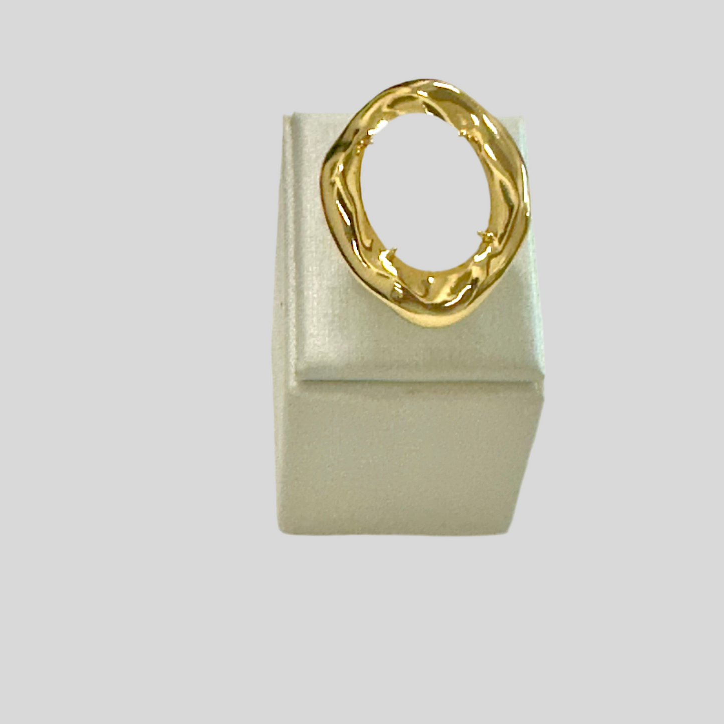 18K Gold Plated White Ice Crystal Organic Ring