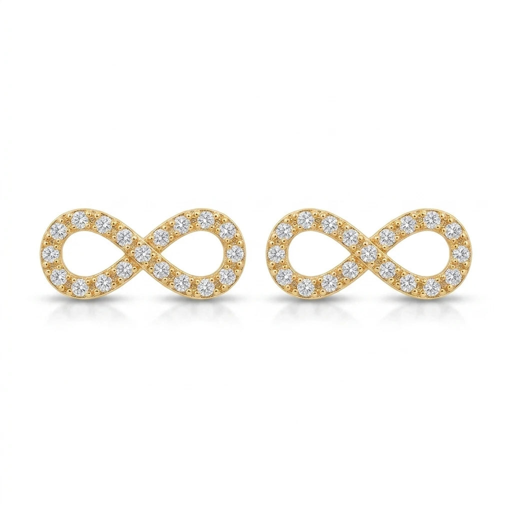 Infinite Studded Zirconia Earrings - 18K Gold Plated