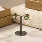 Round Shape Green Zirconia Earrings - 18K Gold Plated