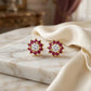 Round Shape Pink Zirconia Earrings - 18K Gold Plated