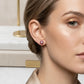 Round Shape Pink Zirconia Earrings - 18K Gold Plated
