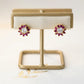 Round Shape Pink Zirconia Earrings - 18K Gold Plated