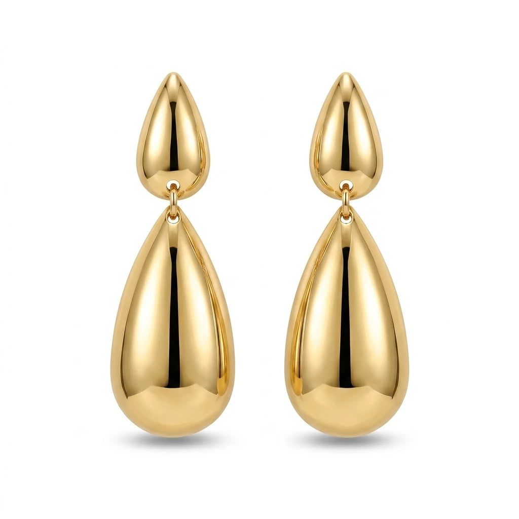 Double Teardrop Earrings - 18K Gold Plated