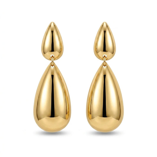 Double Teardrop Earrings - 18K Gold Plated