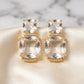 Double Square Crystal Earrings - 18K Gold Plated