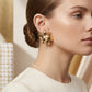 Flower with Pearls Earrings -18K Gold Plated