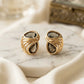 Double Drop Stone Earring - 18K Gold Plated