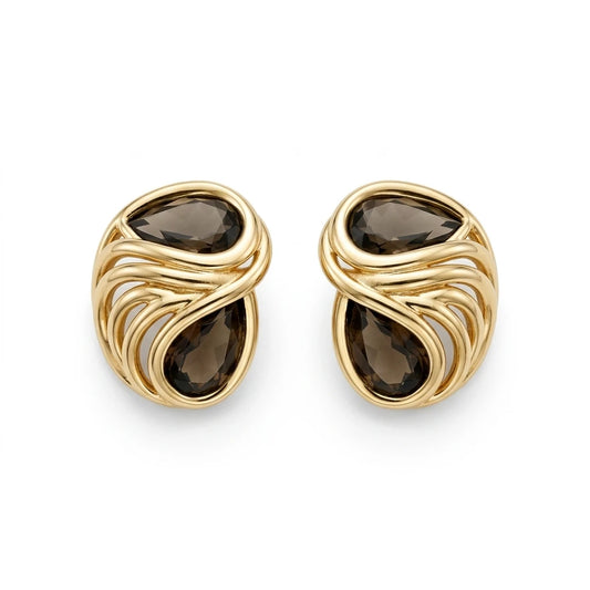 Double Drop Stone Earring - 18K Gold Plated