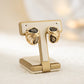 Double Drop Stone Earring - 18K Gold Plated