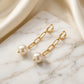 Middle Hoop With Shell Pearl Pendant Earrings - 18K Gold Plated