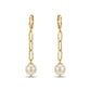 Middle Hoop With Shell Pearl Pendant Earrings - 18K Gold Plated