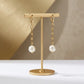 Middle Hoop With Shell Pearl Pendant Earrings - 18K Gold Plated
