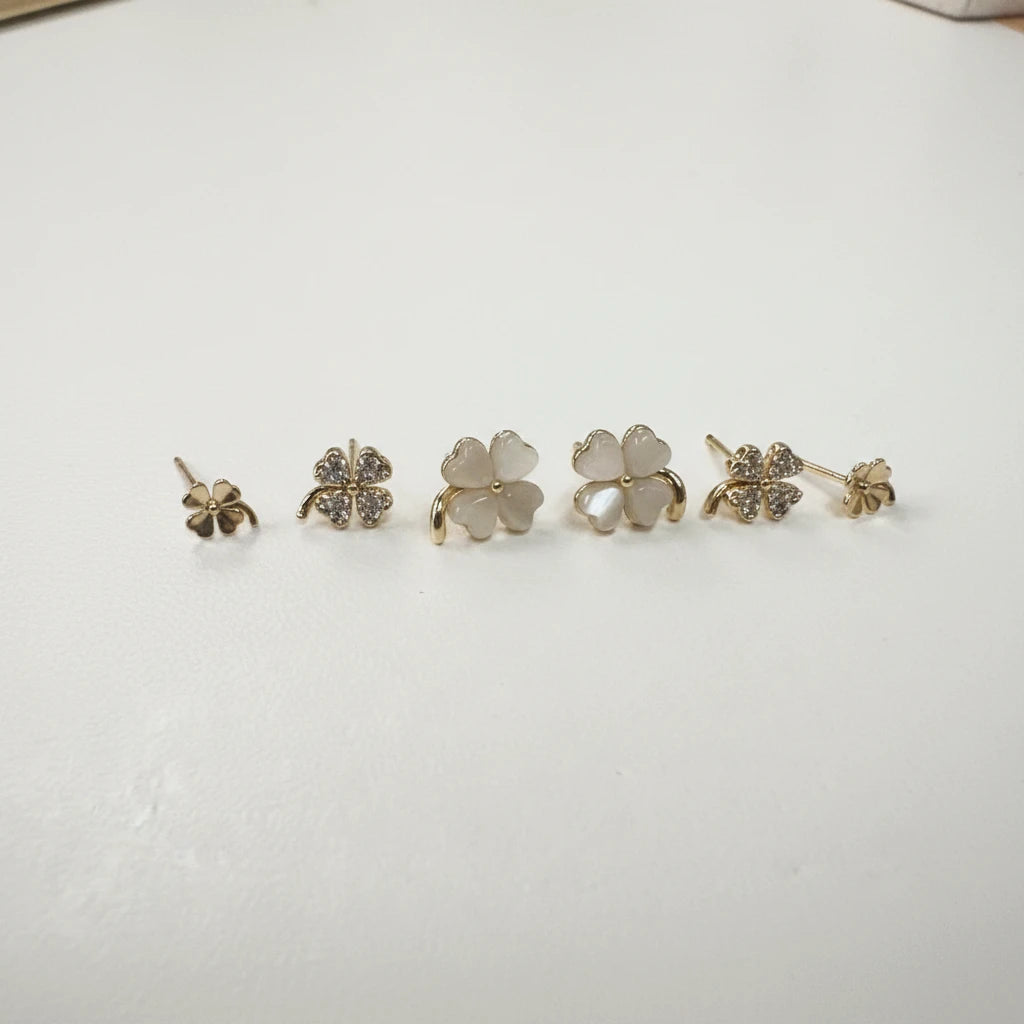 Trio Lucky Clover Earrings - 18K Gold Plated