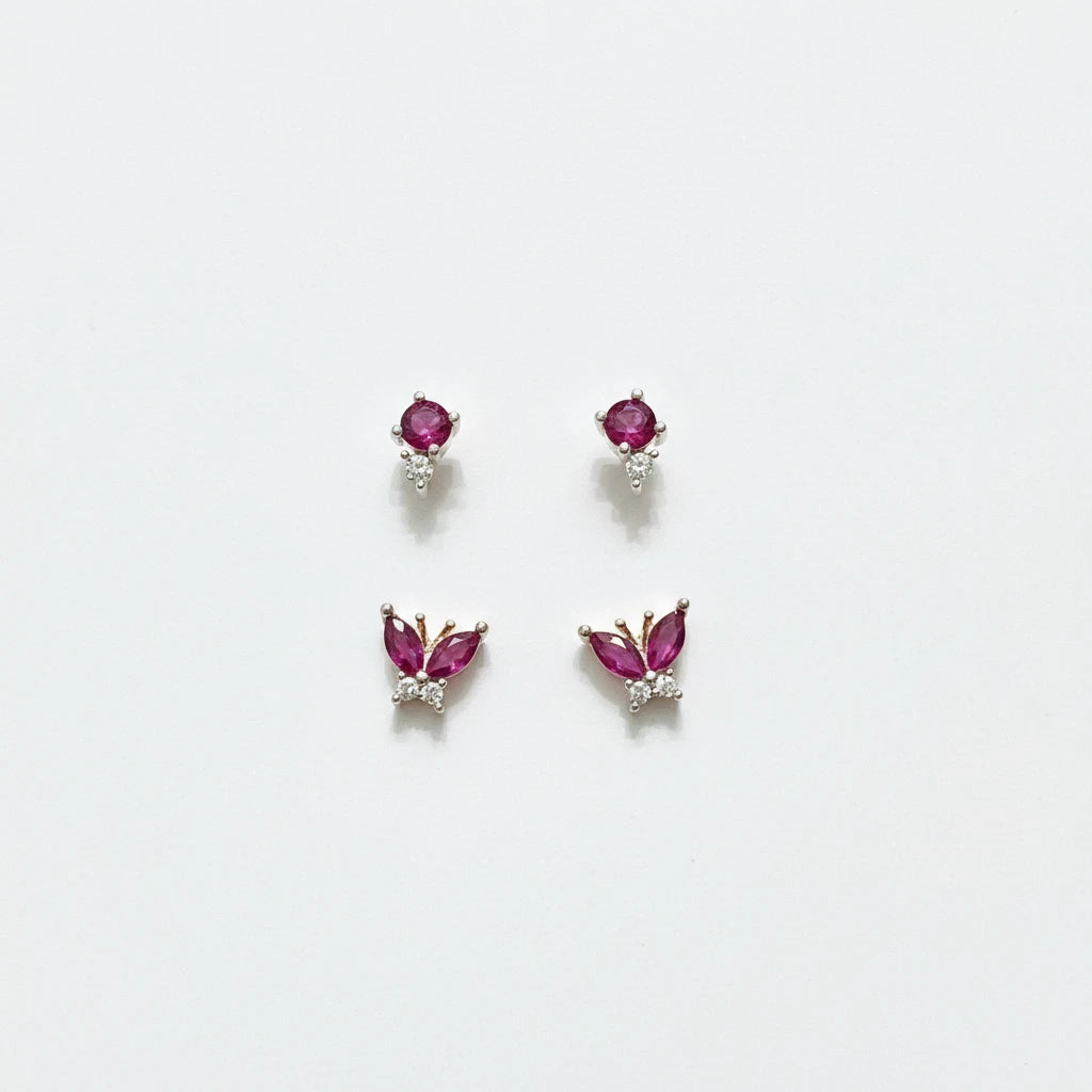 Duo Rubellite Earrings - 18K Gold Plated