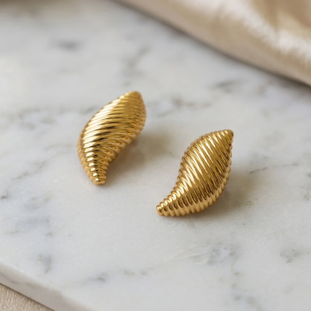 Ridge Croissant Earrings - 18K Gold Plated