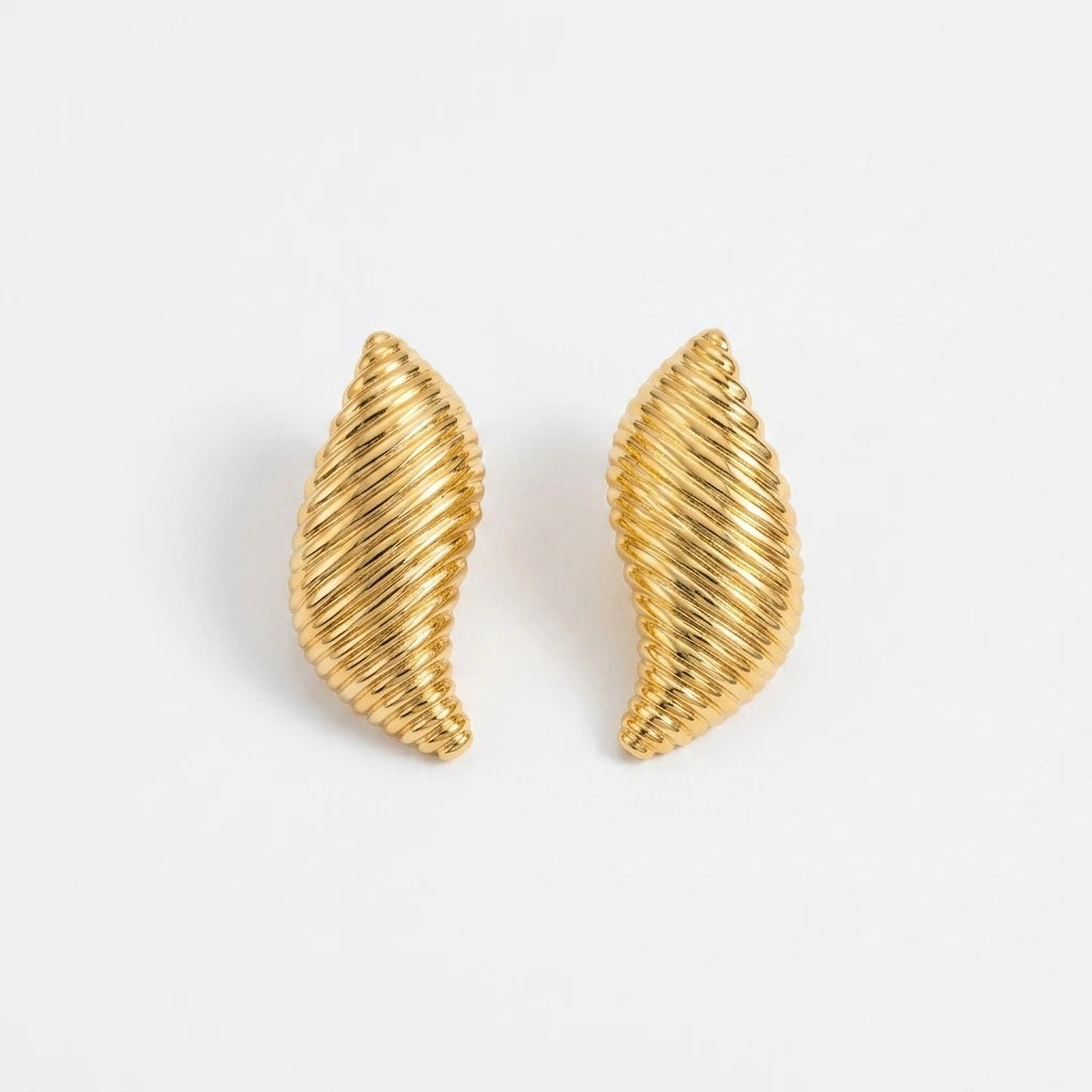 Ridge Croissant Earrings - 18K Gold Plated
