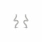 Curved Pavé Studs Earrings - 925 Silver