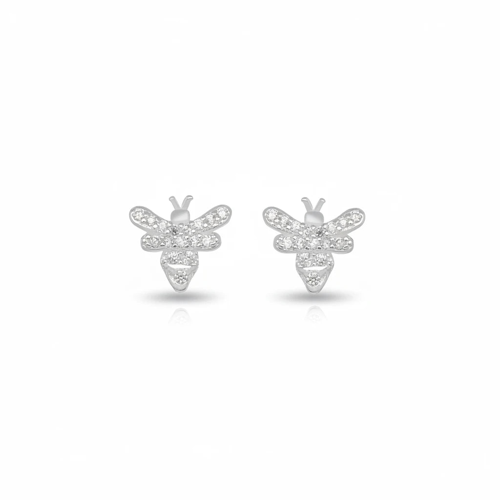 Small Butterfly Studded Stud Earrings - 925 Silver