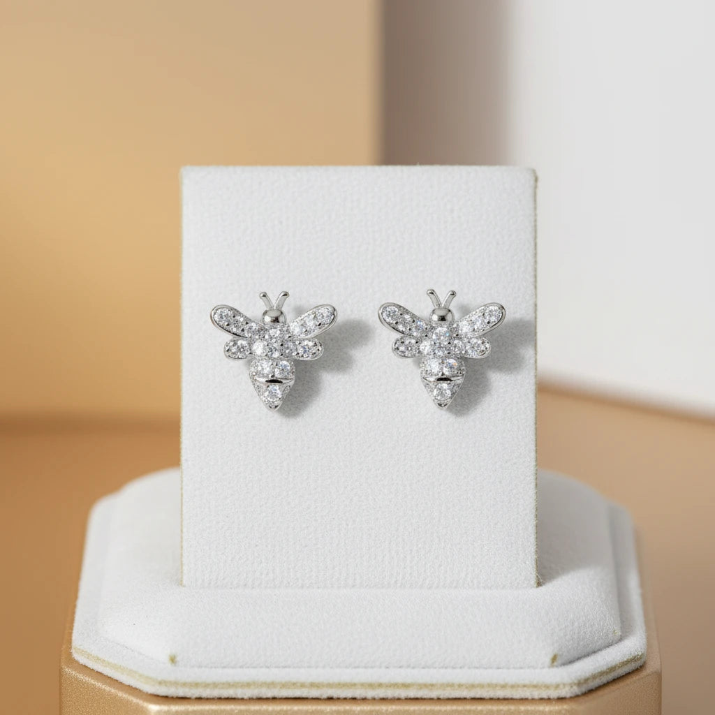 Small Butterfly Studded Stud Earrings - 925 Silver