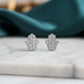 Small Hamsa Hand Studded Stud Earrings - 925 Silver