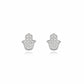 Small Hamsa Hand Studded Stud Earrings - 925 Silver